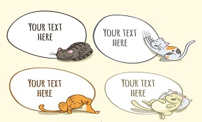 4 cute cat language bubble vector